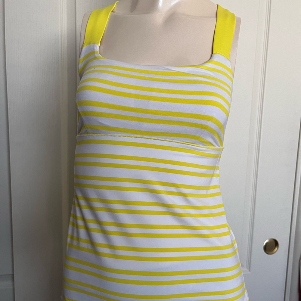 Lululemon tank. White and yellow. Like new. Size 6.